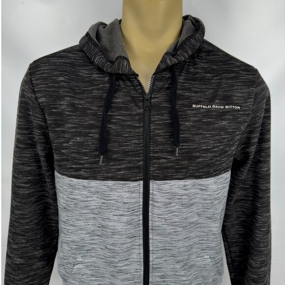 Buffalo David Bitton mens colorblock full zip hoodie gray black pockets size M - Picture 5 of 13